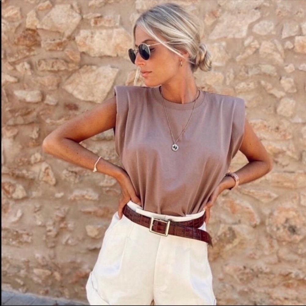 NWT Zara Shoulder Padded Top